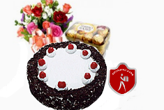 Black Forest Cake, Bouquet and Chocolates