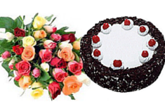 Black Forest with Assorted Roses Bouquet