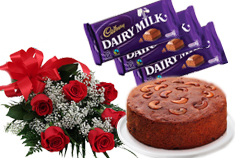 Red Roses, Plum Cake and Cadbury Diary Milk