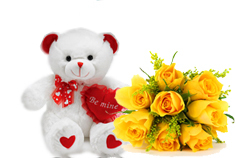 Yellow Roses Bouquet and Teddy Bear